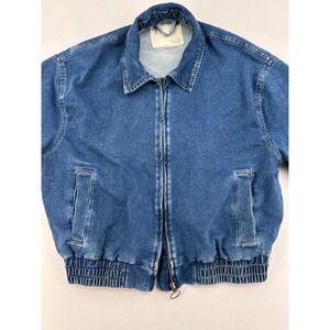 Women's Pilcro Anthropologie Denim Bomber Zip -Up Jacket Size 2XS